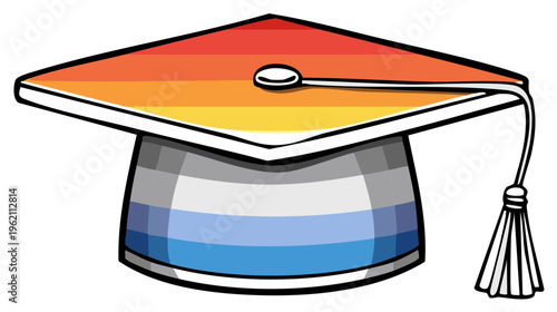 Graduation Cap With Pride Colors Symbolizing LGBTQ+ Achievement and Education