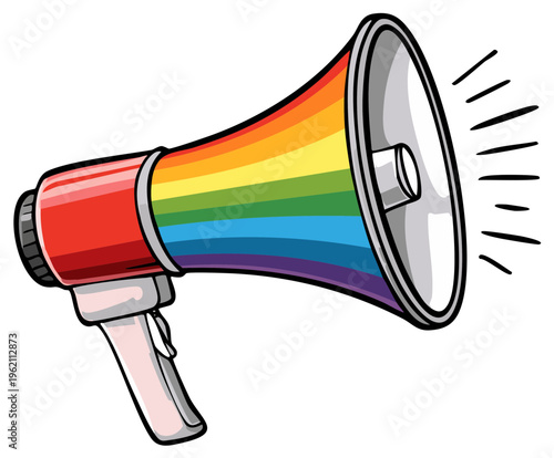 Wallpaper Mural Colorful cartoon megaphone with rainbow spectrum, communicating messages, loud audio, and sound waves. Torontodigital.ca