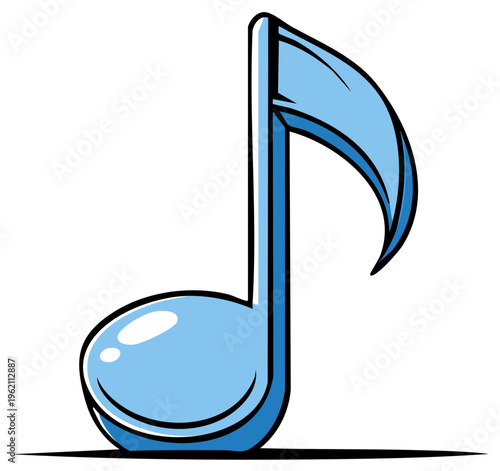 Stylized Light Blue Eighth Note Musical Symbol with Black Outline