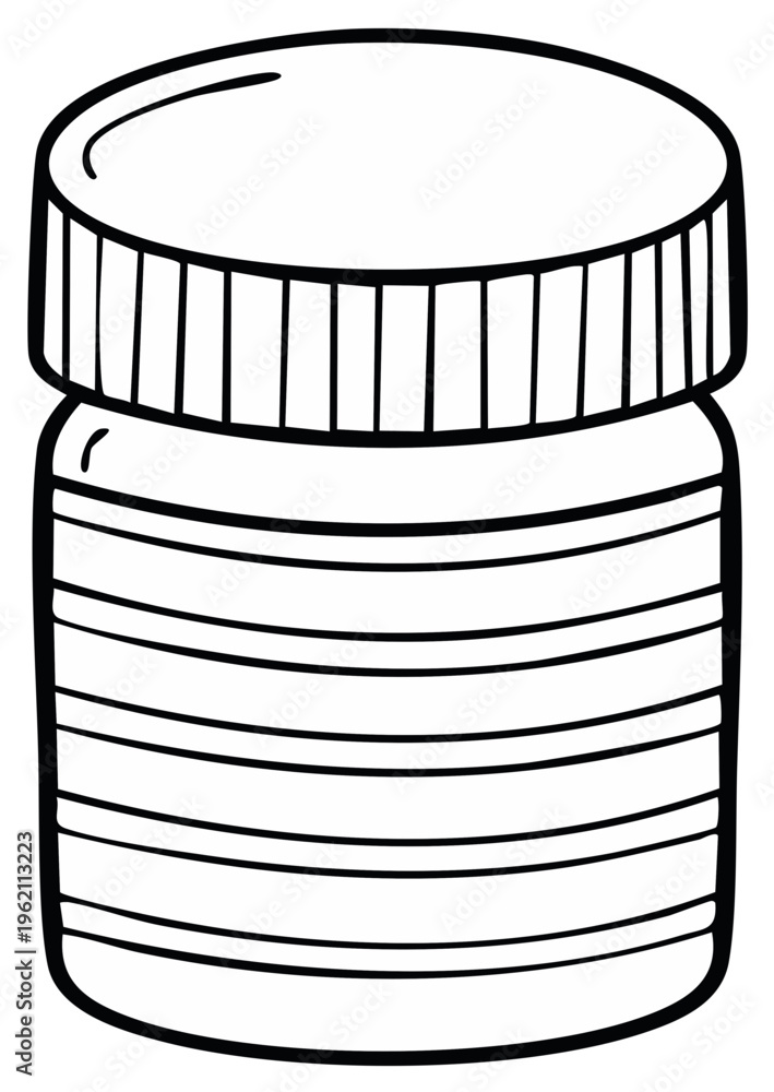 custom made wallpaper toronto digitalJar with lid illustration, black and white outline, isolated element, design template.