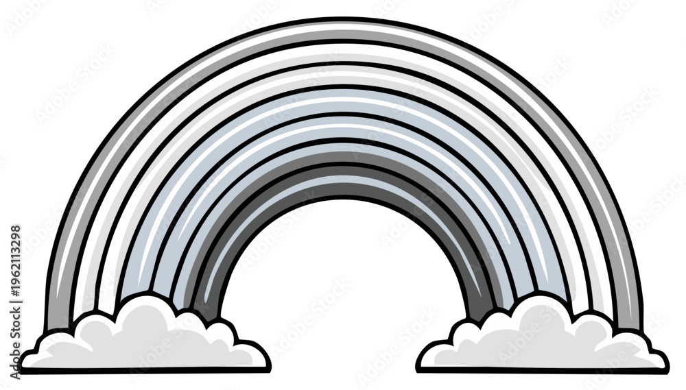 custom made wallpaper toronto digitalMonochrome gradient rainbow above clouds in cartoon style, illustrated vector graphic with black stroke for prints and graphic designs