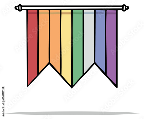 Pride pennant rainbow flag illustration depicting LGBTQ love diversity support