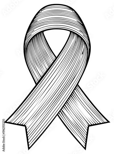 Hand Drawn Engraved Style Awareness Ribbon Symbol for Support and Hope