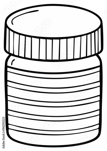 Wallpaper Mural Jar with lid illustration, black and white outline, isolated element, design template. Torontodigital.ca