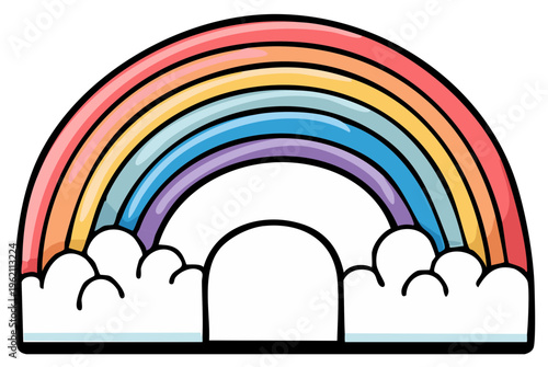 Wallpaper Mural Vibrant Hand-Drawn Rainbow Arching Over Clouds in Cartoon Style Torontodigital.ca