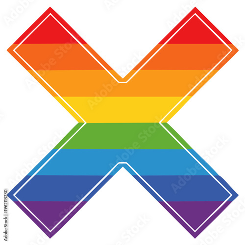 Wallpaper Mural Vibrant rainbow colored X letter symbol with white outline representing pride and diversity Torontodigital.ca