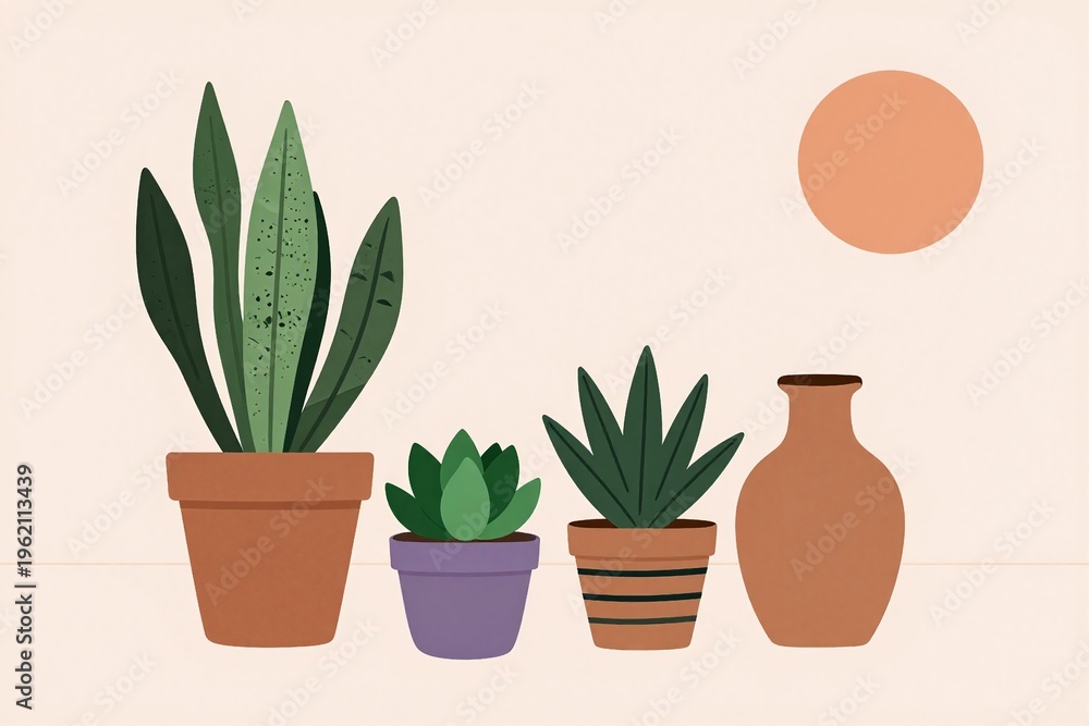 Obraz premium A couple of potted plants sitting next to each other