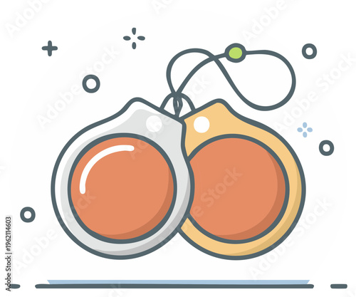 Handcuffs pair representing law enforcement, restrictions, and playful elements in a cartoon style