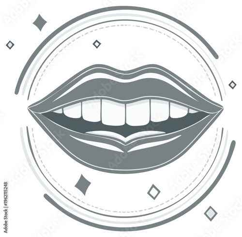 Smiling mouth teeth dental care icon