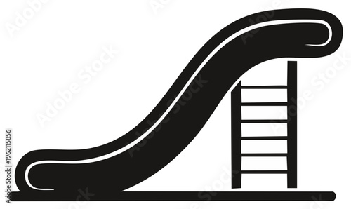 Playground slide black silhouette on white background for fun and recreation