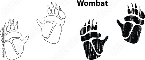 Wombat Footprint Set – Animal Paw Print Track Collection Vector EPS