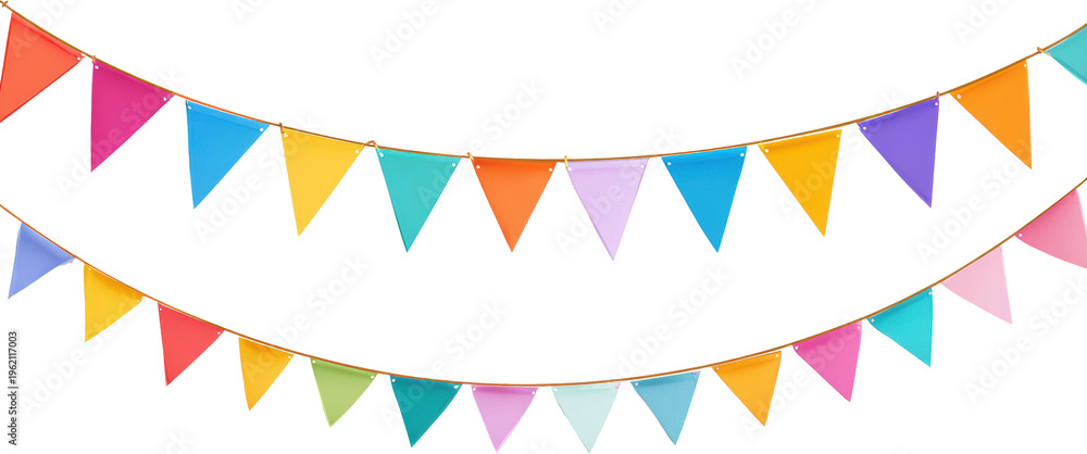 Obraz premium Colorful Triangular Garland Flags for Festive Celebrations and Events