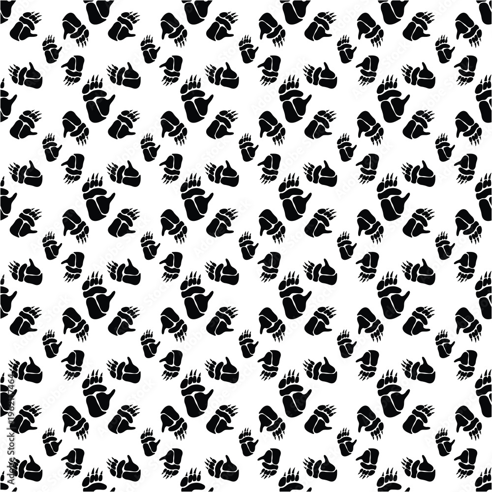 Fototapeta premium Wombat Footprint Background – Animal Paw Print Seamless Pattern Vector EPS