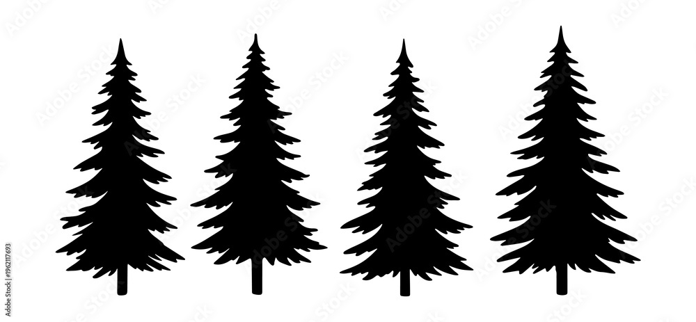 Fototapeta premium Christmas Trees Pictogram Set