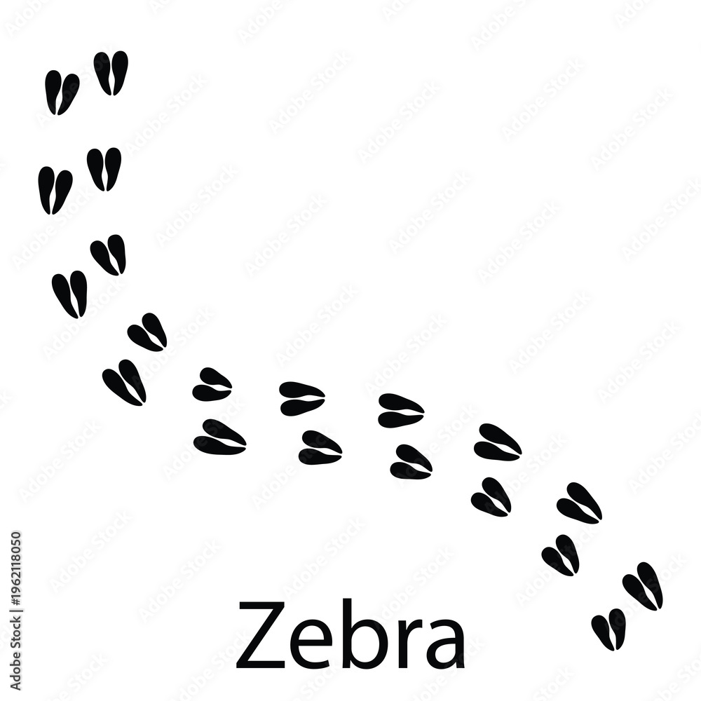 Obraz premium Zebra Footprint Icon – Animal Track Paw Print Silhouette Vector EPS