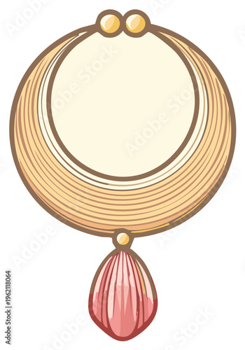 Elegant Gold Necklace with Pink Gemstone Pendant Hand Drawn Illustration
