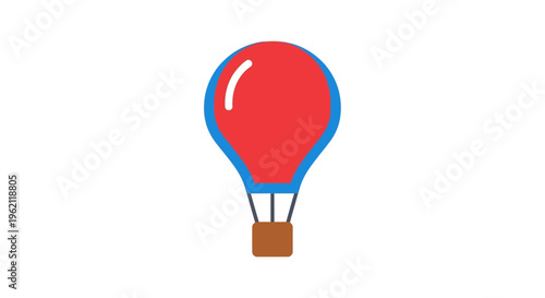 A colorful vector illustration of a hot air balloon floating against a white background