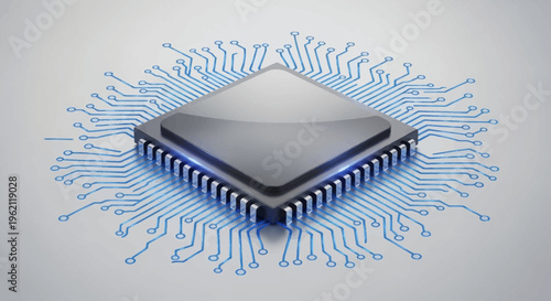 A Modern Graphic Depicting a Central Processing Unit with Integrated Circuitry