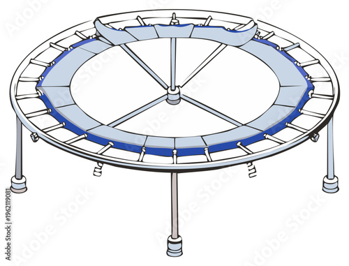 Round Fitness Trampoline Illustration for Exercise, Workout, Gym or Physical Therapy