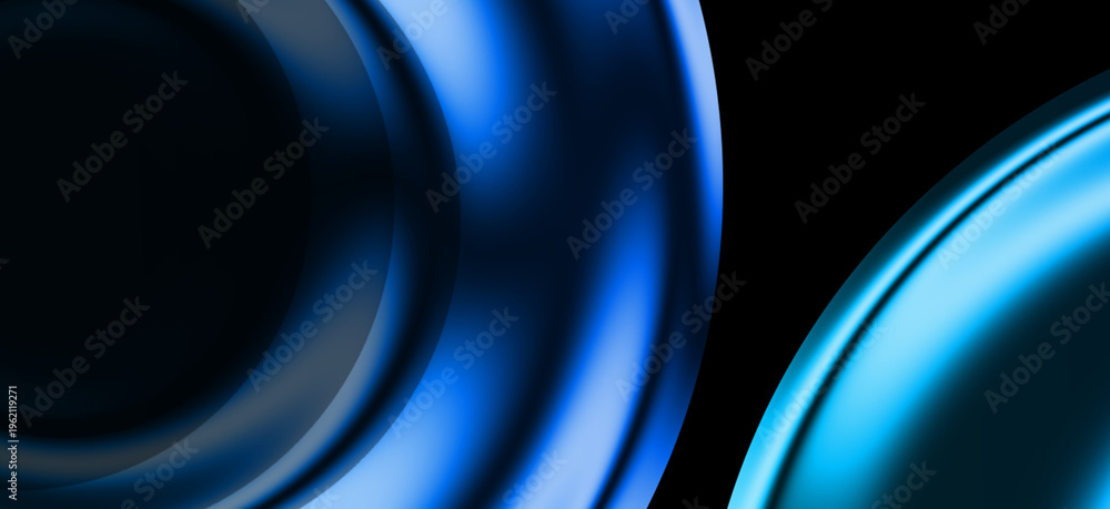 iridescent glass shape, 3d render, abstract glass waves, blue light reflections, sleek flowing glass, modern digital backdrop, futuristic liquid texture, dark elegant background, glossy 3d forms