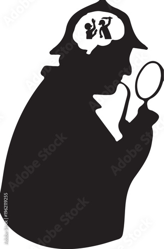Sherlock Holmes Detective Silhouette Illustration: Mystery Crime Scene Concept Art