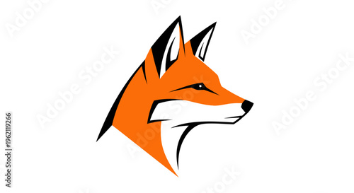 A stylized fox head logo in shades of orange and black against a plain white backdrop