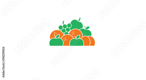 A graphic illustration depicting an assortment of stylized fruits, healthy eating concept