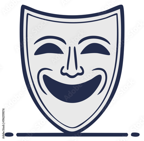 Classic happy theatrical mask illustration symbolizing comedy acting and joyful performance art