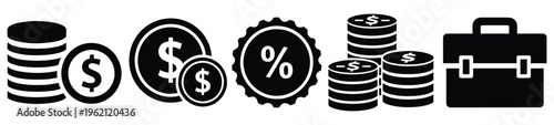 Financial symbols and money icons