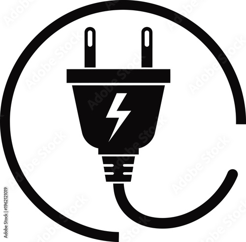 Electric plug with lightning bolt in circle symbol