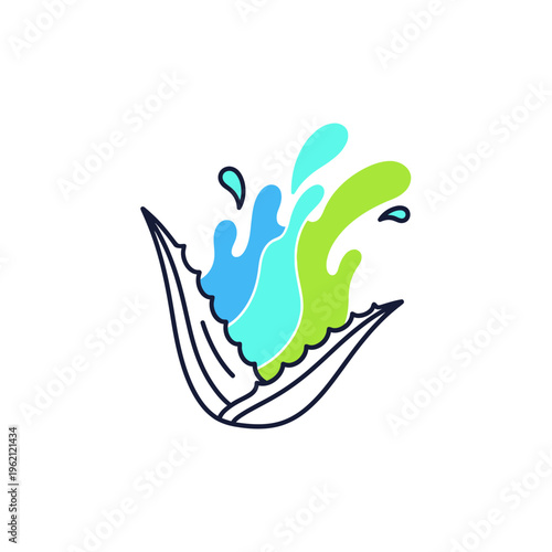 Abstract splash of vibrant blue and green liquid, representing a dynamic flow of energy and refreshment