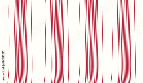 Simple hand-drawn red vertical stripes on an off-white cream background. Rustic minimalist lines pattern in farmhouse style for home textile, kitchen decor, or vintage packaging, wallpaper