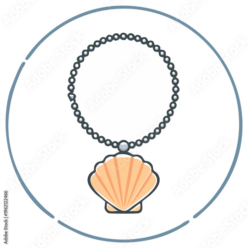 Delicate Beaded Necklace with a Scallop Shell Pendant