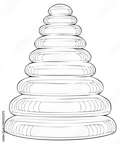 Tower of Rings Stacking Toy Line Art Classic Educational Game for Children