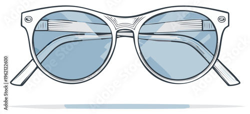 Stylish round sunglasses, vector illustration in a hand drawn style.