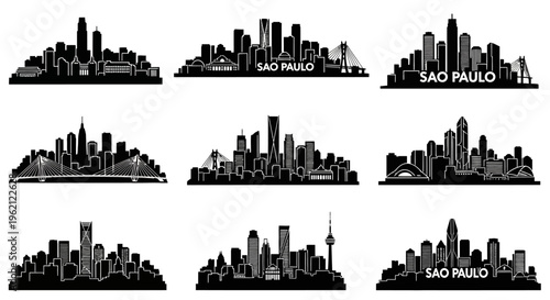Sao Paulo Skyline Silhouettes: Urban Cityscape Collection