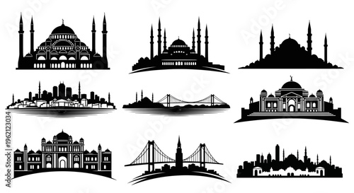 Silhouette Collection: Iconic Landmarks, Cityscapes, and Bridges
