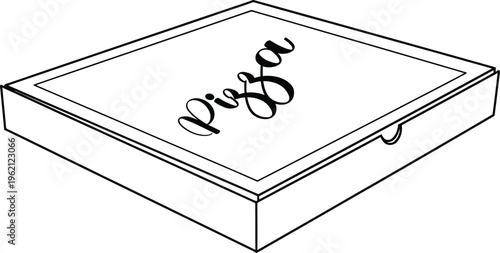 A Simple Line Drawing of a Pizza Box