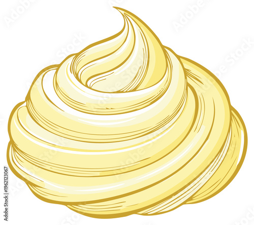 Hand-drawn Swirl of Yellow Cream or Frosting