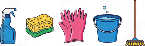 Cleaning Supplies And Equipment Illustration