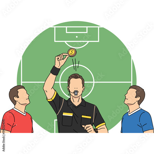 Soccer referee showing yellow card to player on field with assistant