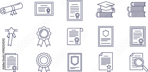 Collection of icons representing educational achievements and credentials