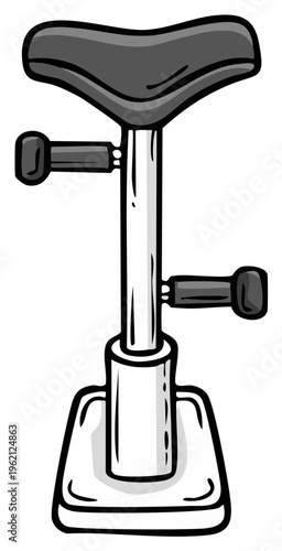 Illustrated saddle stool with hand grips in a simple cartoon style great for medical or dental office