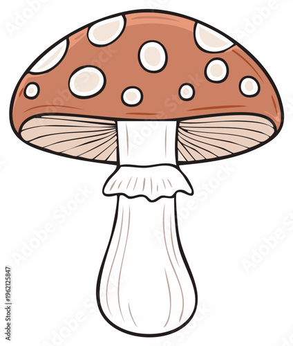 Whimsical Spotted Mushroom with Frilly Stem