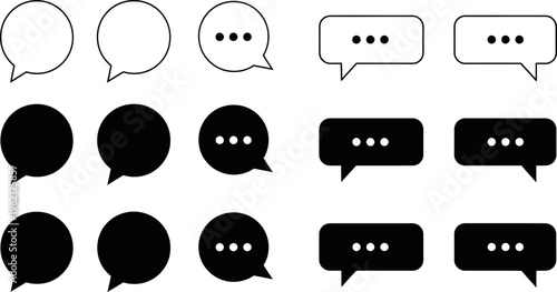 Modern Speech Bubble and Chat Box Icons Set for Digital Communication Interfaces