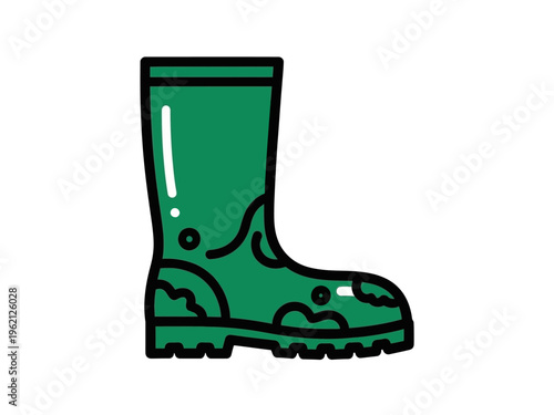 Green Cartoon Rubber Rain Boot.