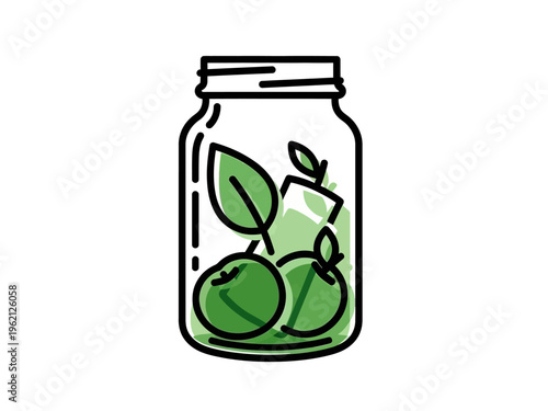 Green Olives in Jar.