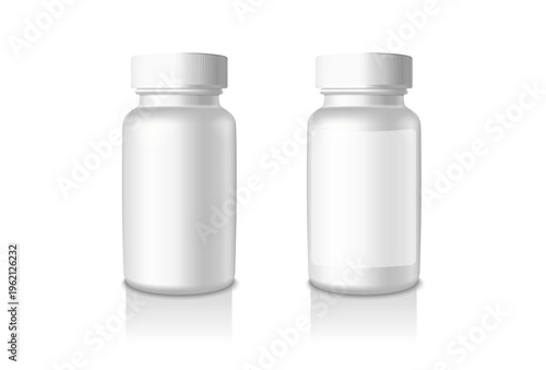 Realistic clear glass bottle for beauty, cosmetic or medicinal product. 3D. Vector illustration White Packing design template. 