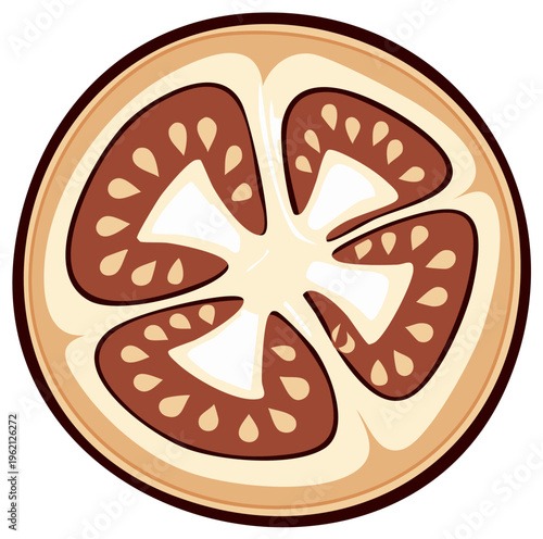 Cross section of ripe guava revealing juicy flesh and seeds illustration