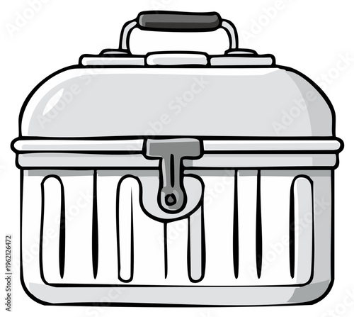 Retro Metal Lunchbox Illustration Classic Diner Style Carrying Case for Food